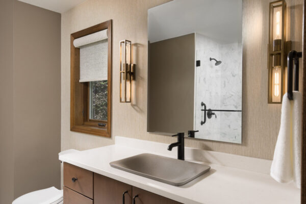 Ag interiors Grafton primary bathroom remodel vanity window treatments